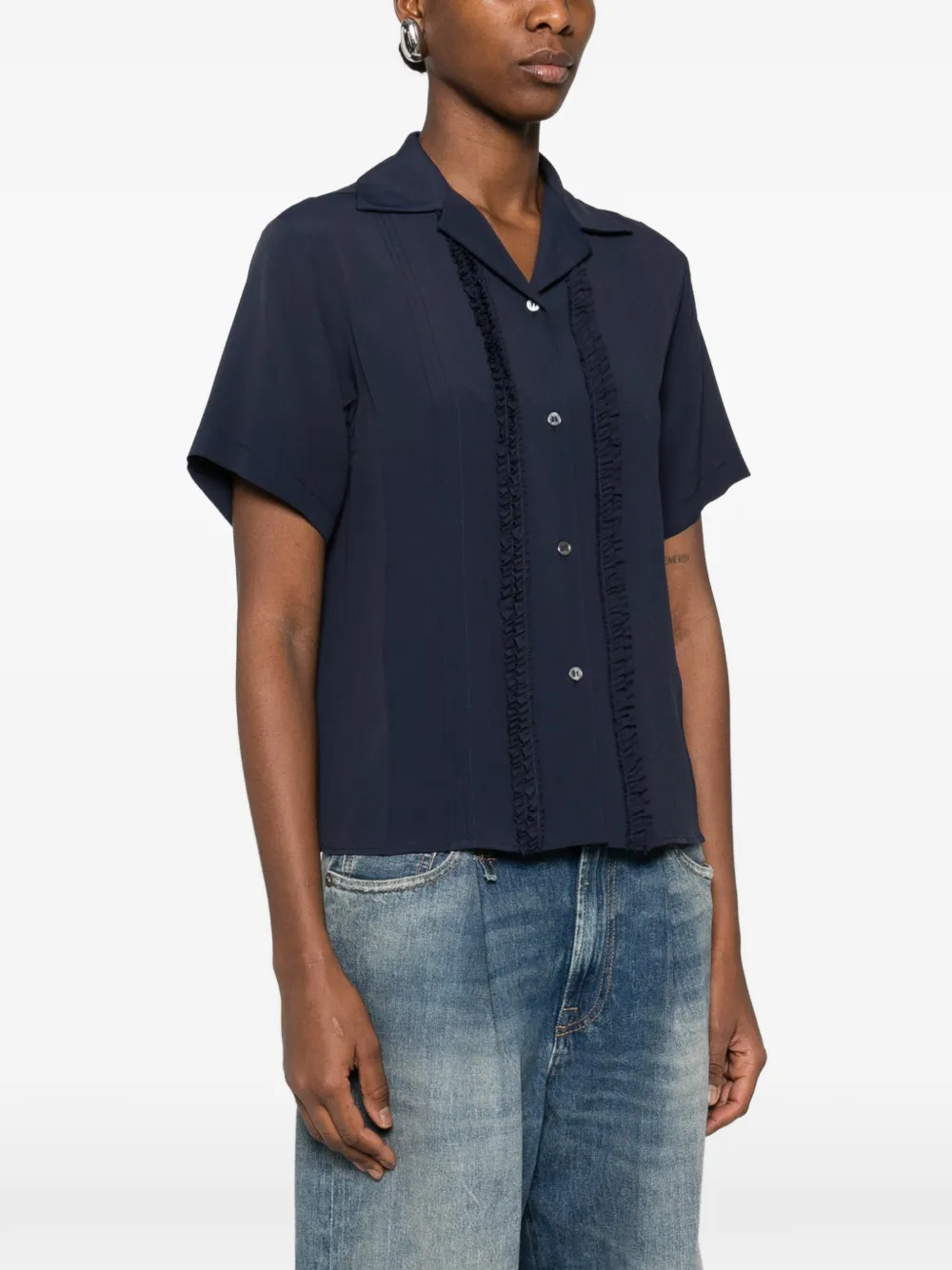 Ruffled-Detail Short-Sleeve Shirt
