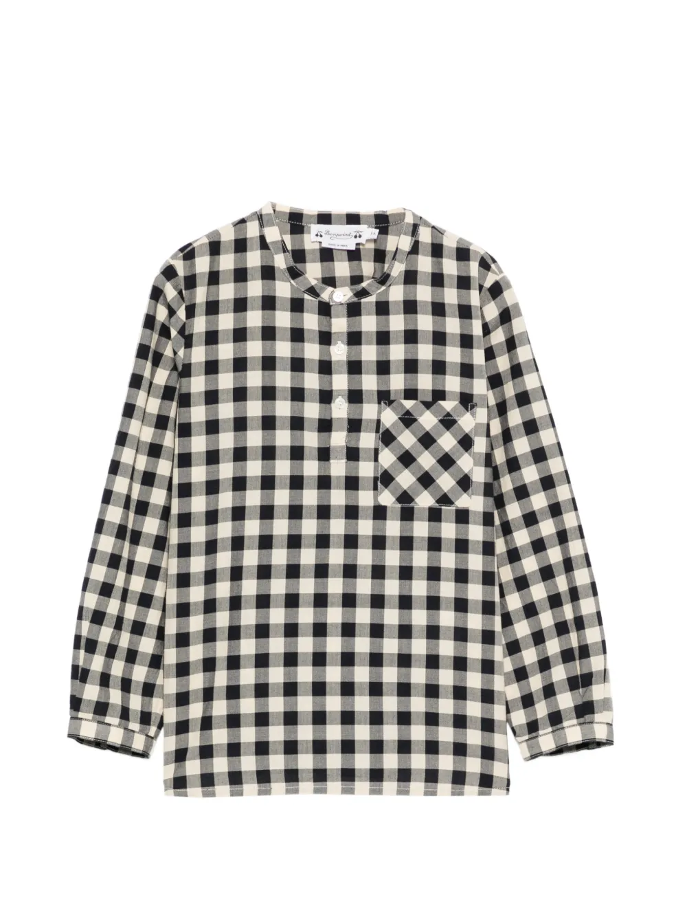 Bonpoint Artiste checked-pattern pocket shirt - Nero
