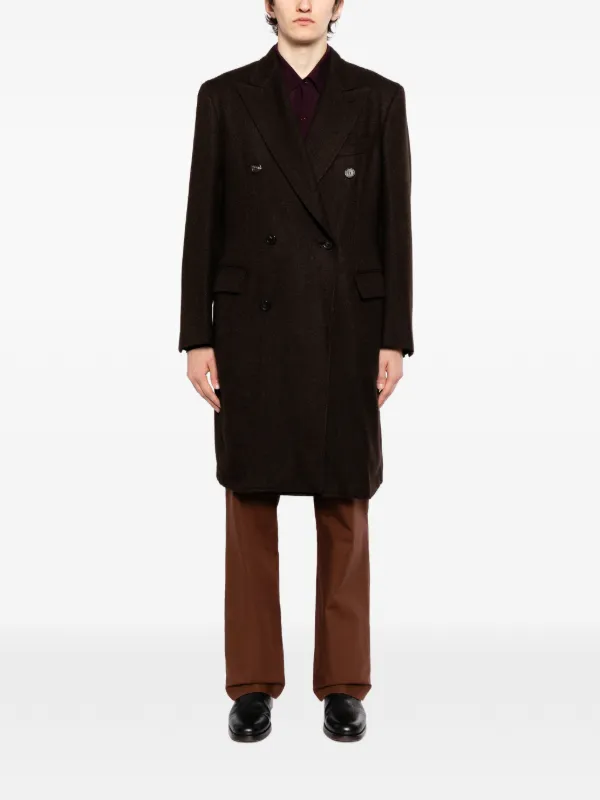 Brioni Spiga ダブルコート | ブラウン | FARFETCH JP