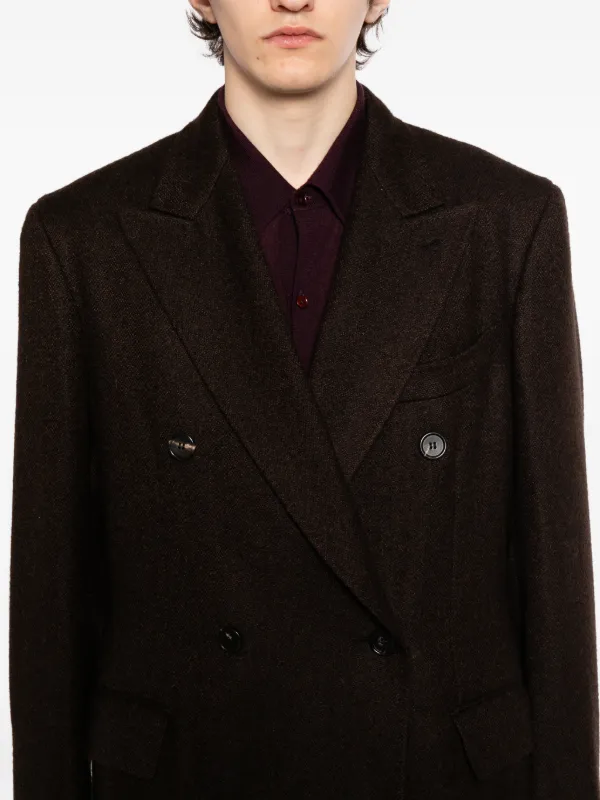 Brioni made in Italy Pコート Brioni Spiga ダブルコート | ブラウン | FARFETCH JP