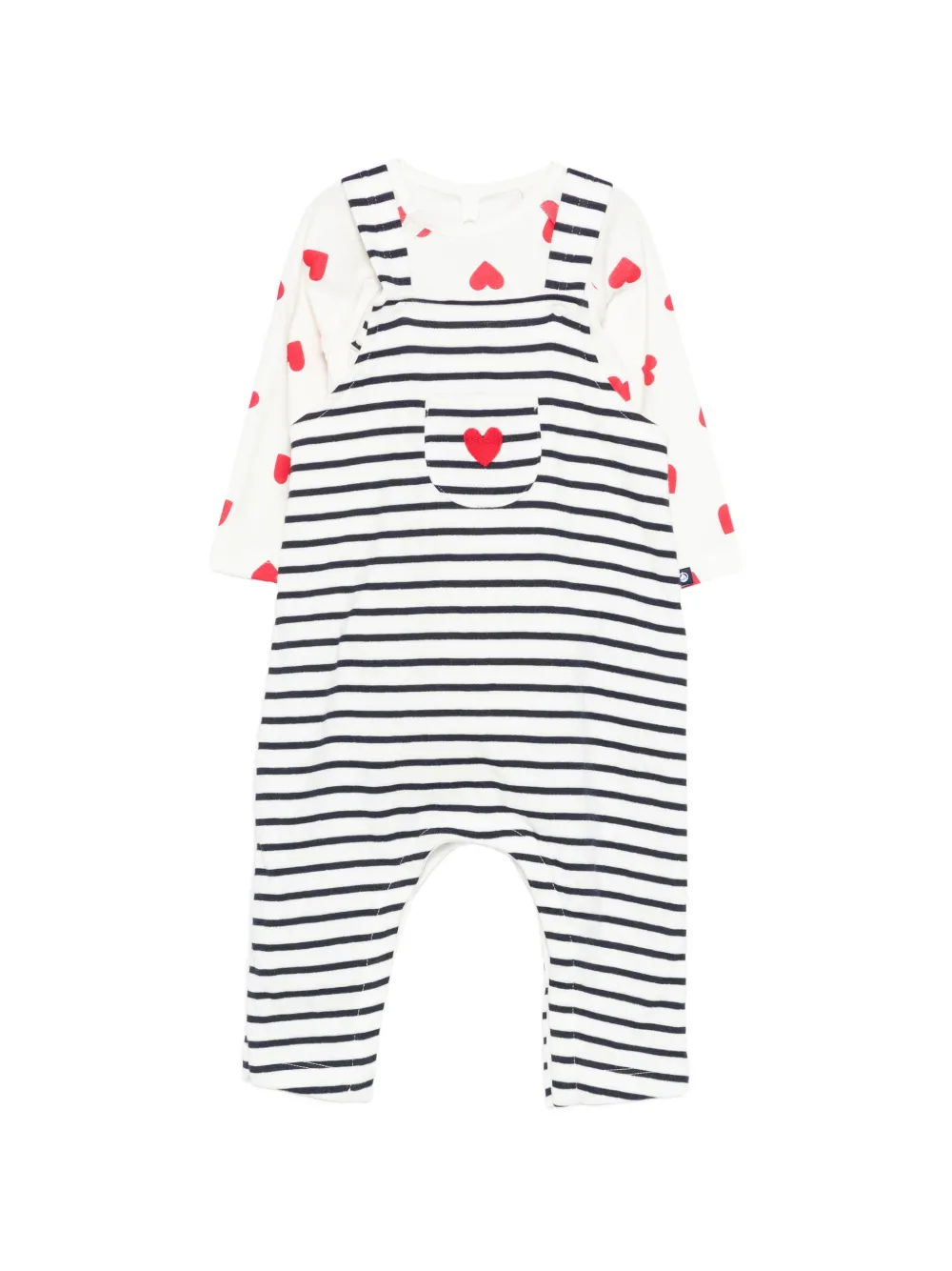 Petit Bateau heart-print body set - Bianco