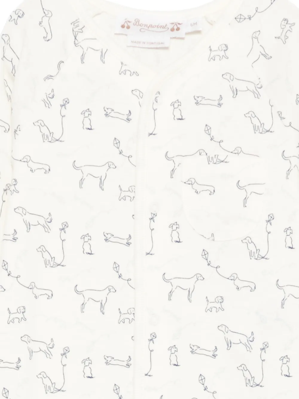  Bonpoint Dog-print Long-sleeve Romper - Neutrals 
