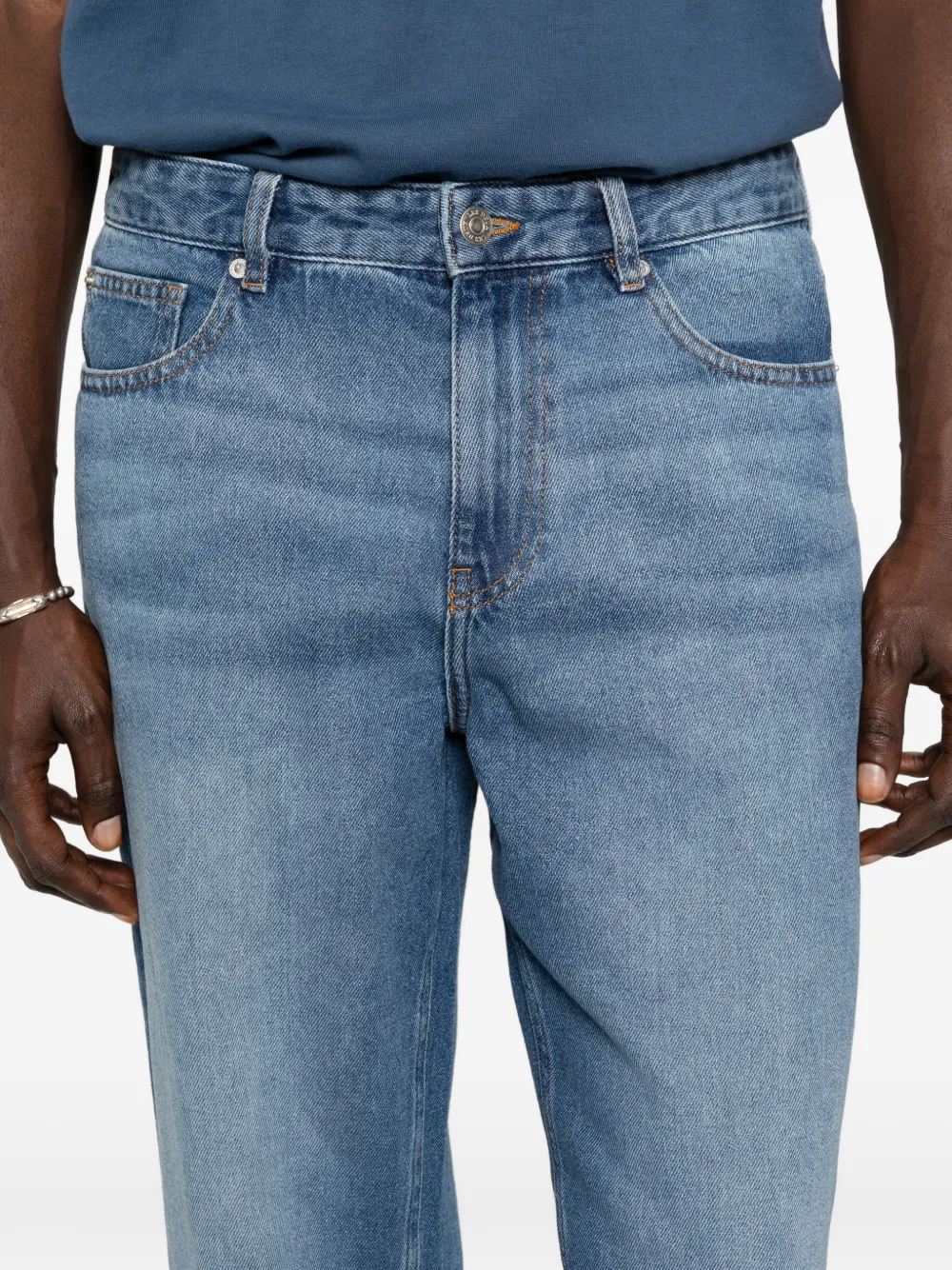 Les Deux Ryder jeans met vervaagd effect Blauw
