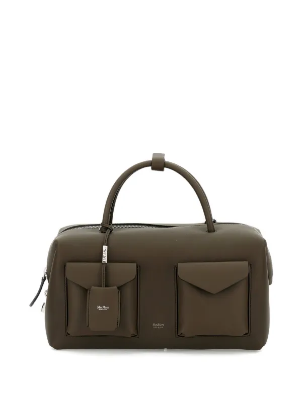 Max Mara Medium Folded-sides Leather Tote Bag in Green