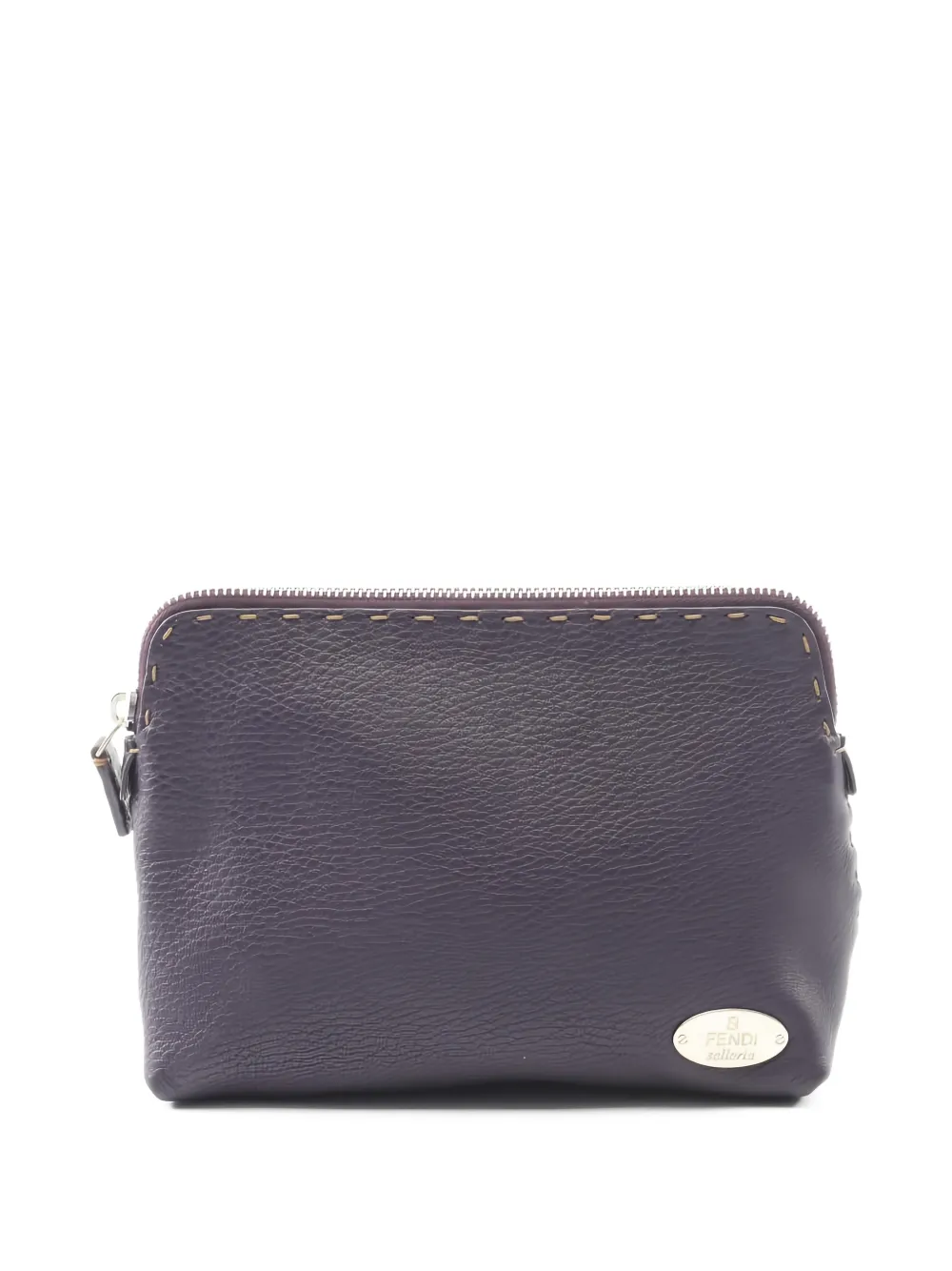 Pre-owned Fendi 00s Selleria Leather Pouch In Purple
