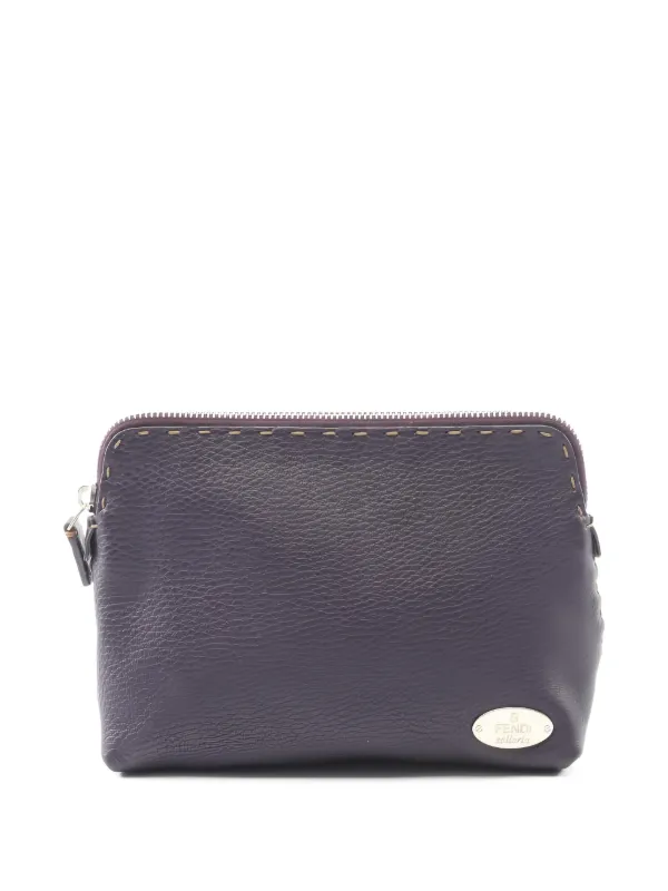 Fendi Pre-owned 00s Selleria Leather Pouch in Purple