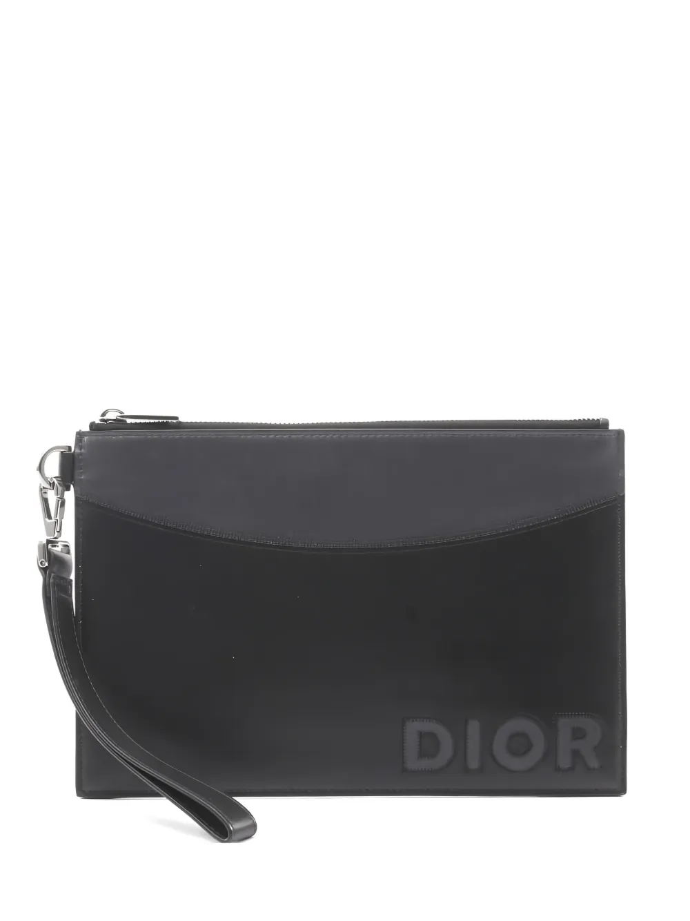 Christian Dior Pre-Owned logo-patch leather clutch bag - Nero