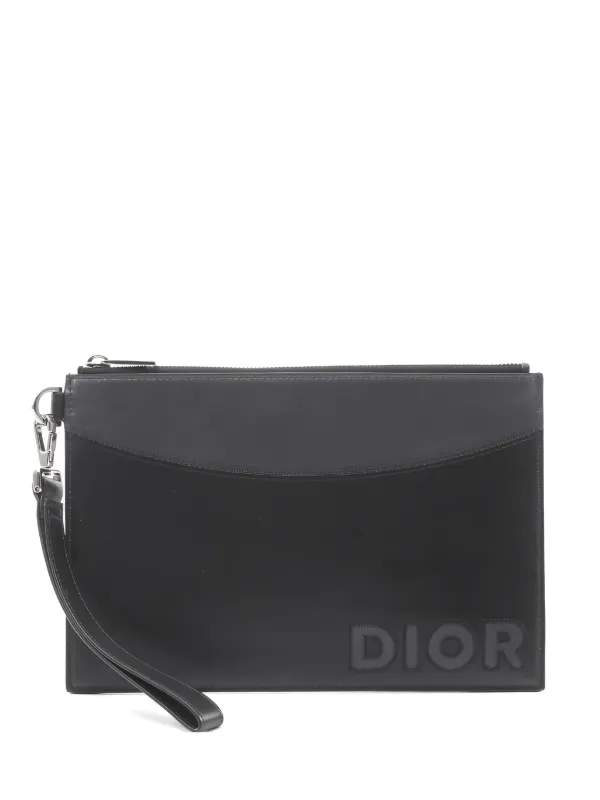 Christian Dior ブラッククラッチバッグ Christian Dior Pre-Owned ロゴ レザー クラッチバッグ | ブラック