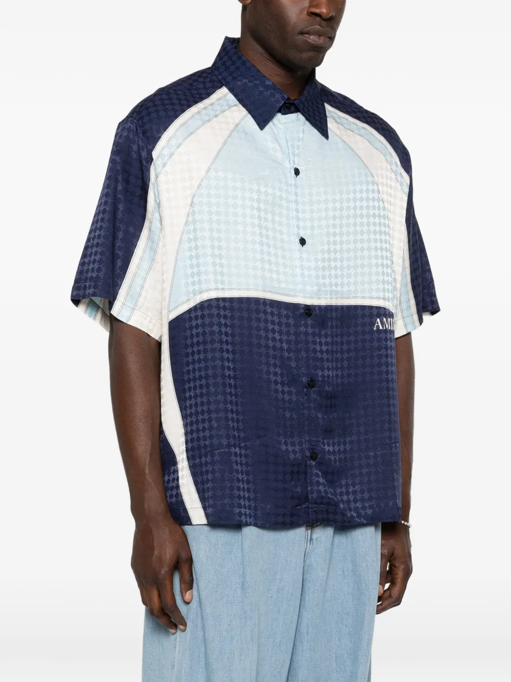  Amiri Panelled Button Shirt - Blue 