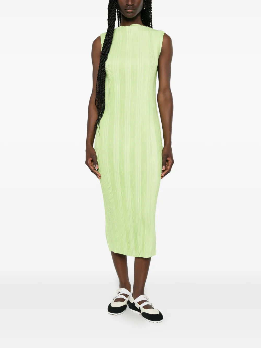 Issey Miyake Geplooide mini-jurk Groen