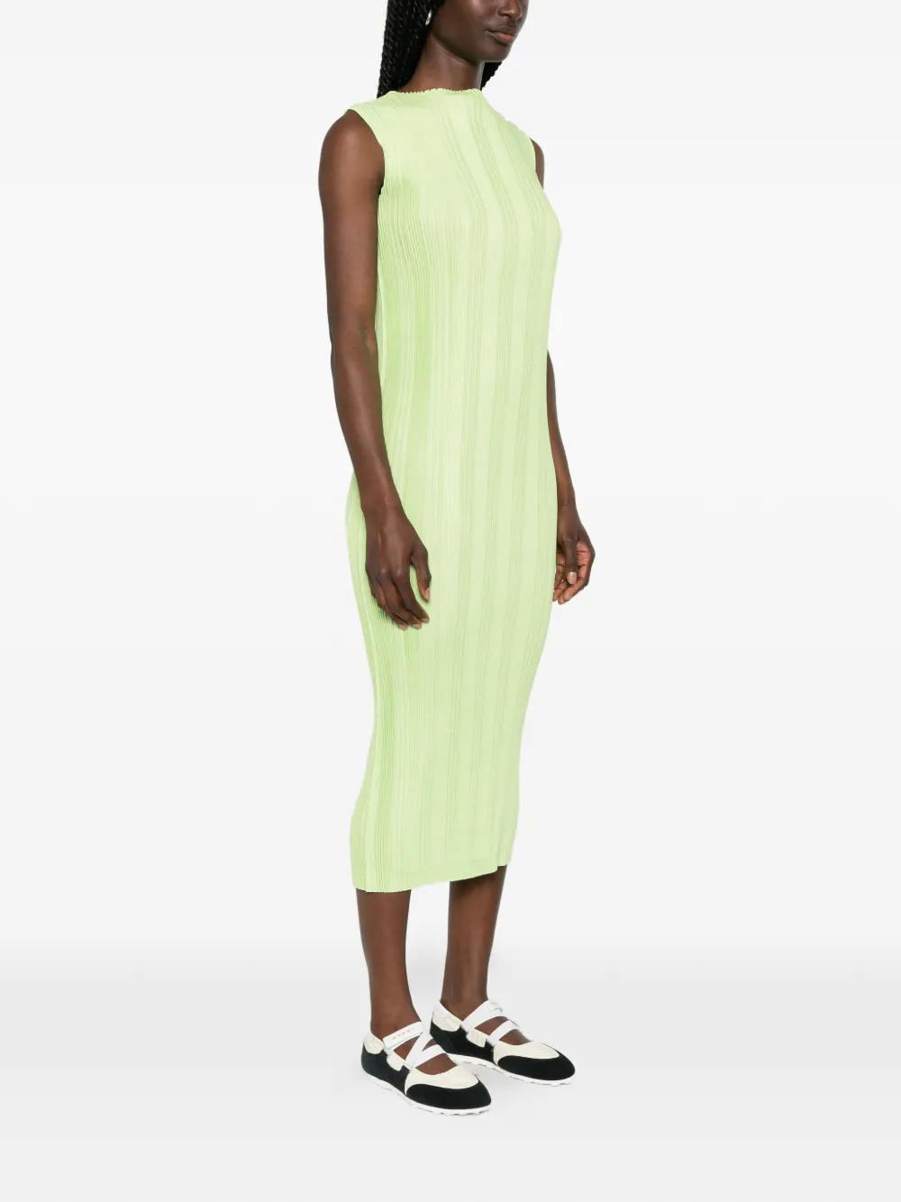 Issey Miyake Geplooide mini-jurk Groen