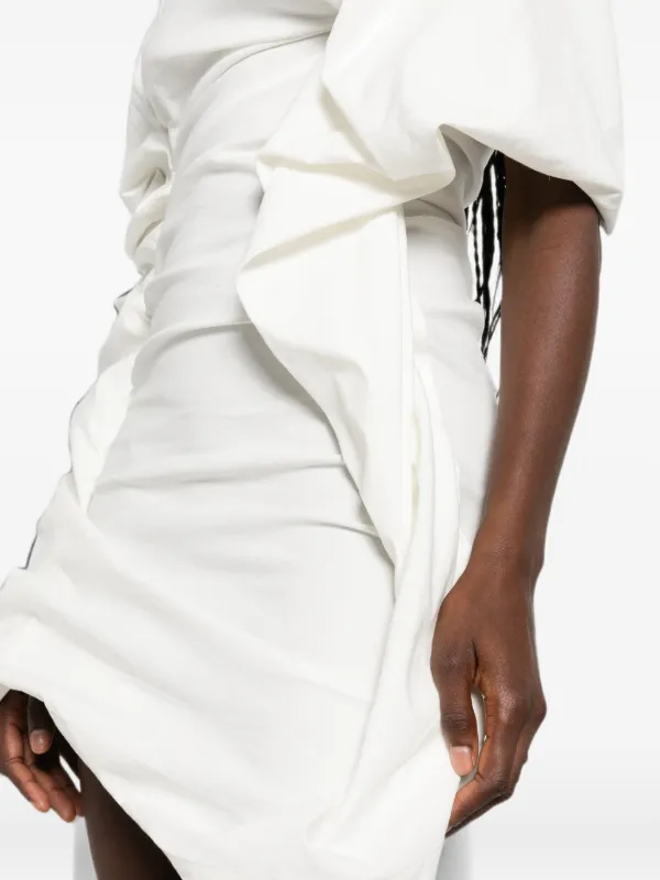 Issey Miyake Asymmetric Draped Mini Dress | Neutrals | FARFETCH