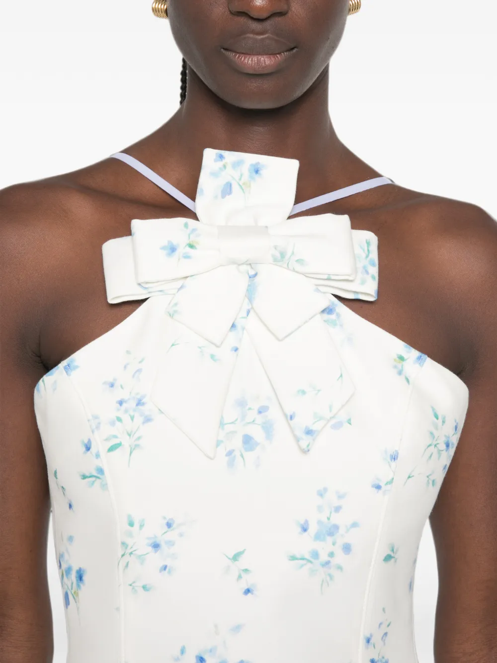 SHUSHU/TONG Floral-print Bow-detail Mini Dress in White, view 5