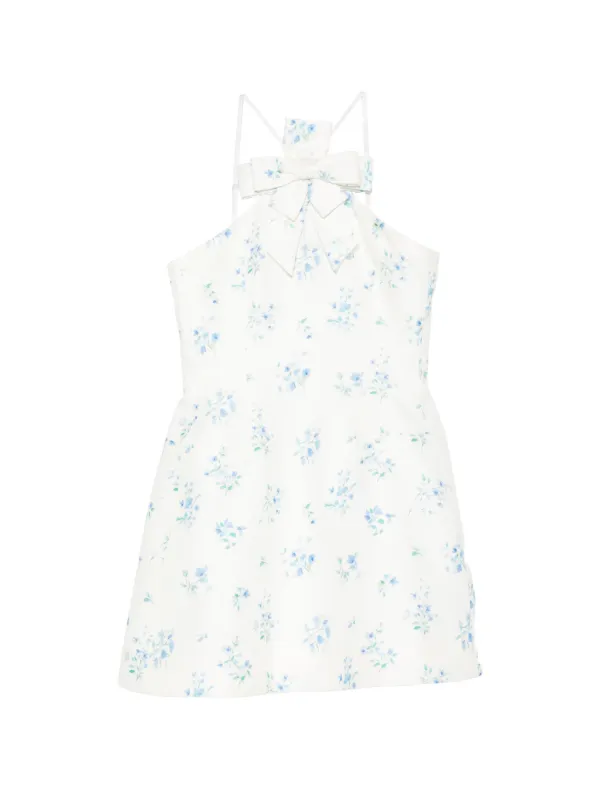 Shushu/Tong Floral-print Bow-detail Mini Dress in White