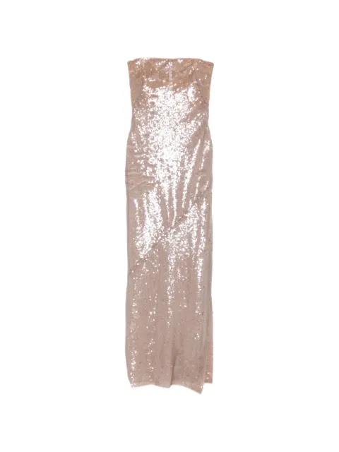 Galvan London vestido largo bandeau con lentejuelas