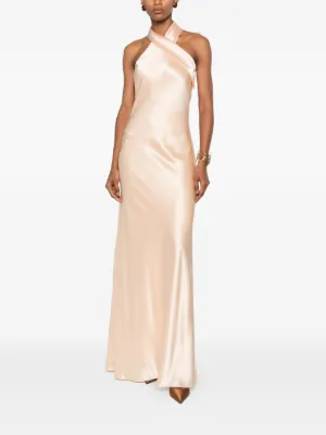farfetch bridesmaid dresses Tie-Front Chiffon Ruffle Sleeve Bridesmaid Dress