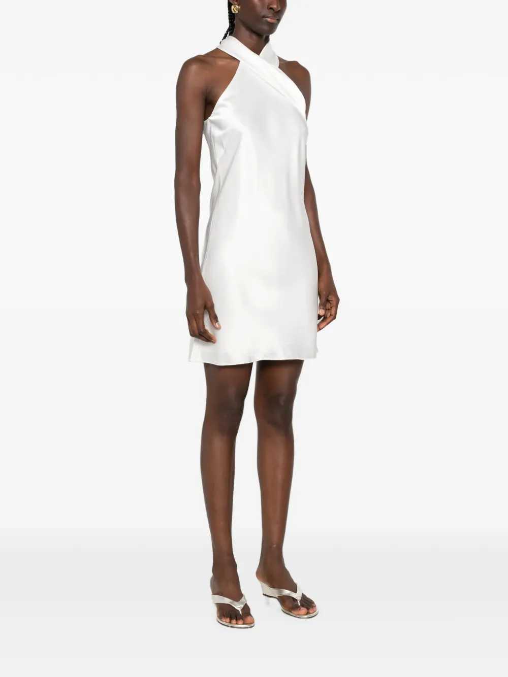 Galvan London Pandora satin mini dress Wit
