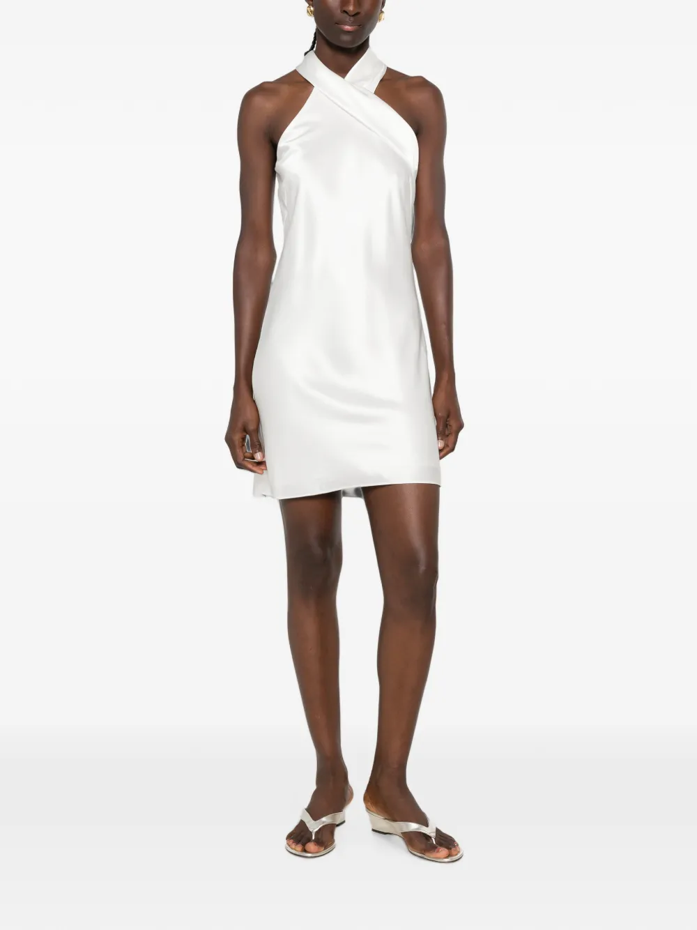Galvan London Pandora satin mini dress Wit