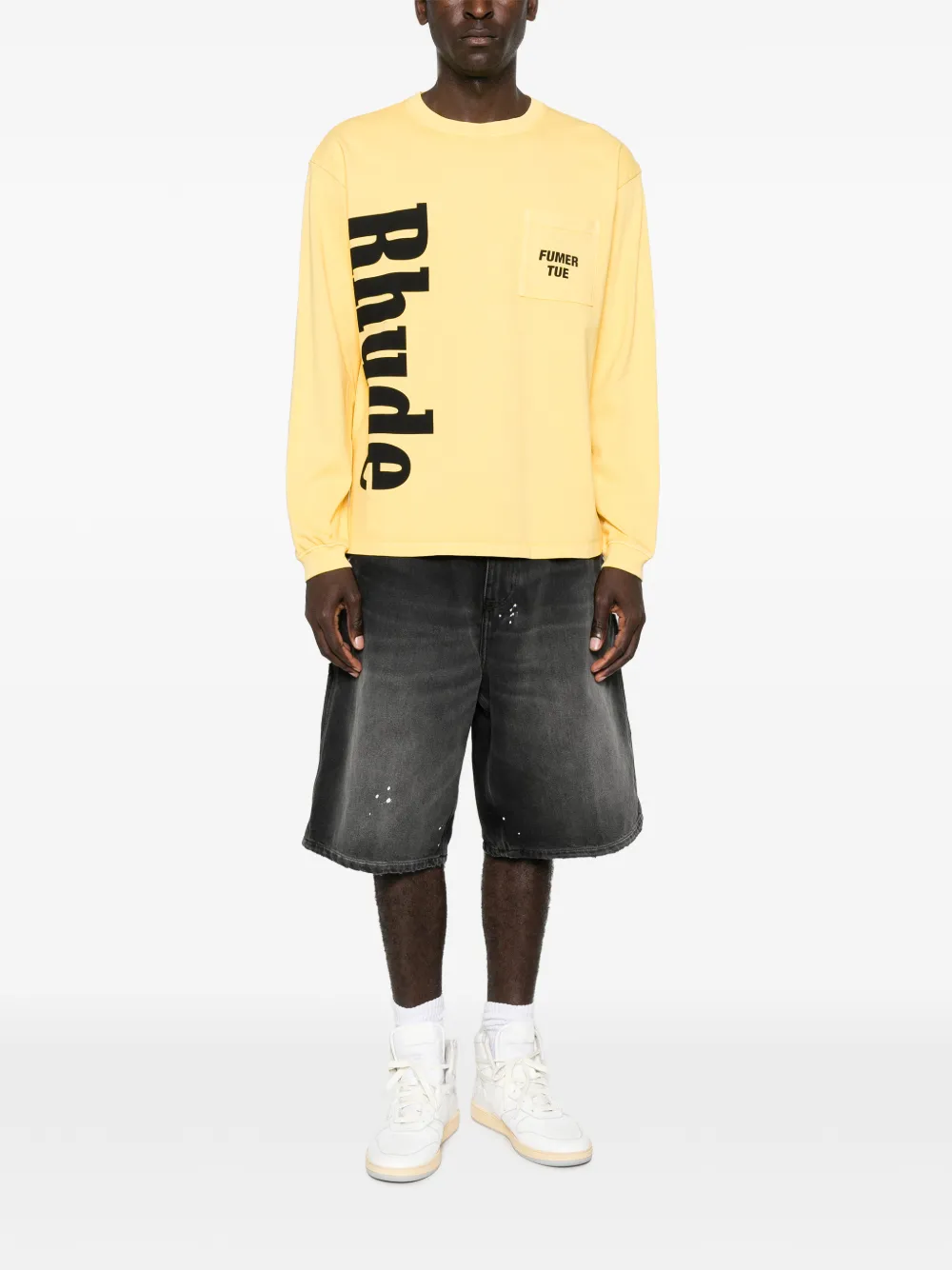 RHUDE T-shirt met logoprint Geel