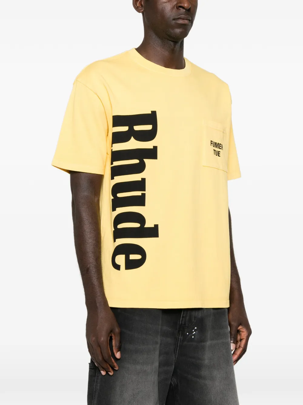 RHUDE T-shirt met logoprint Geel