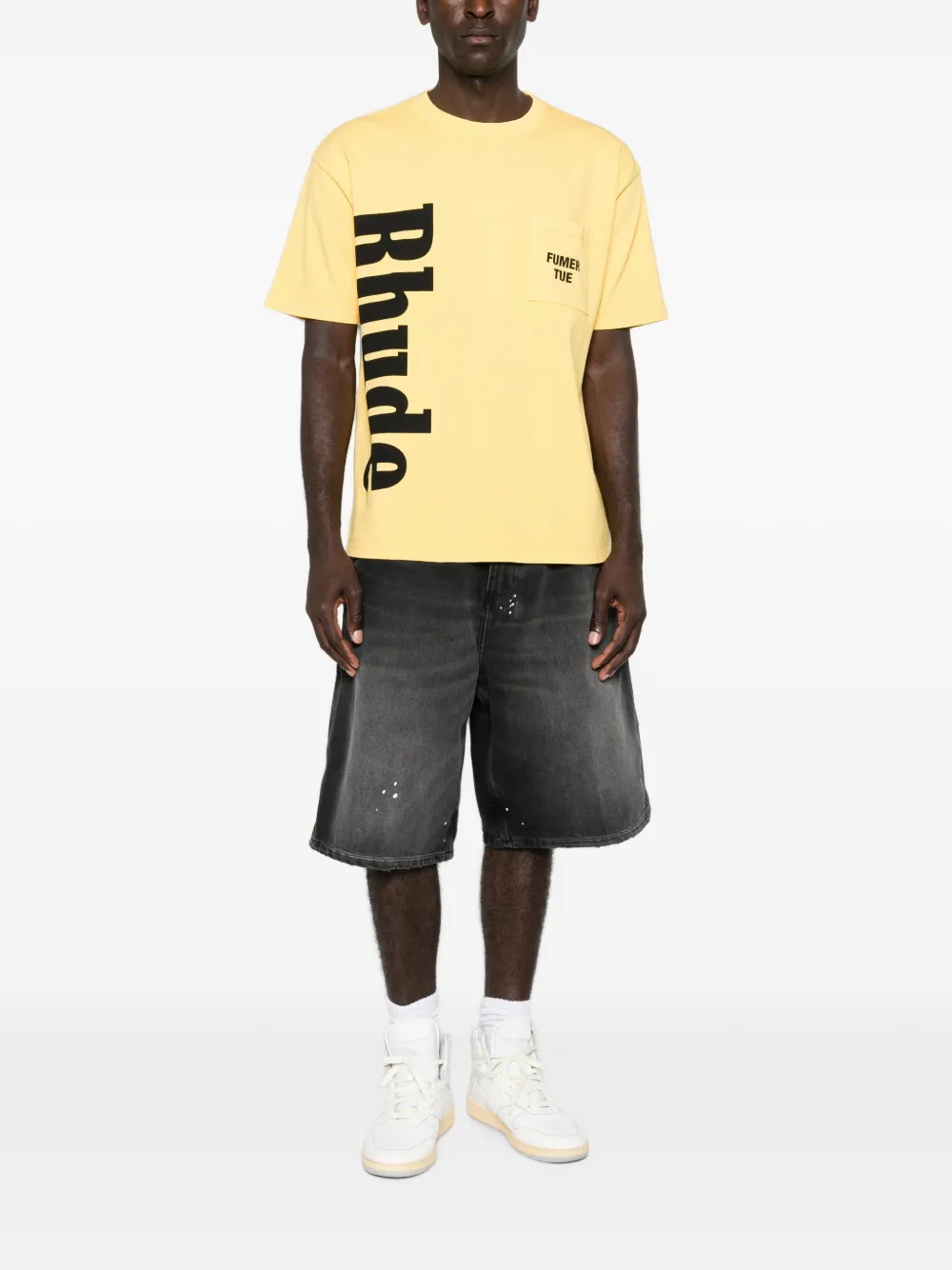 RHUDE T-shirt met logoprint Geel