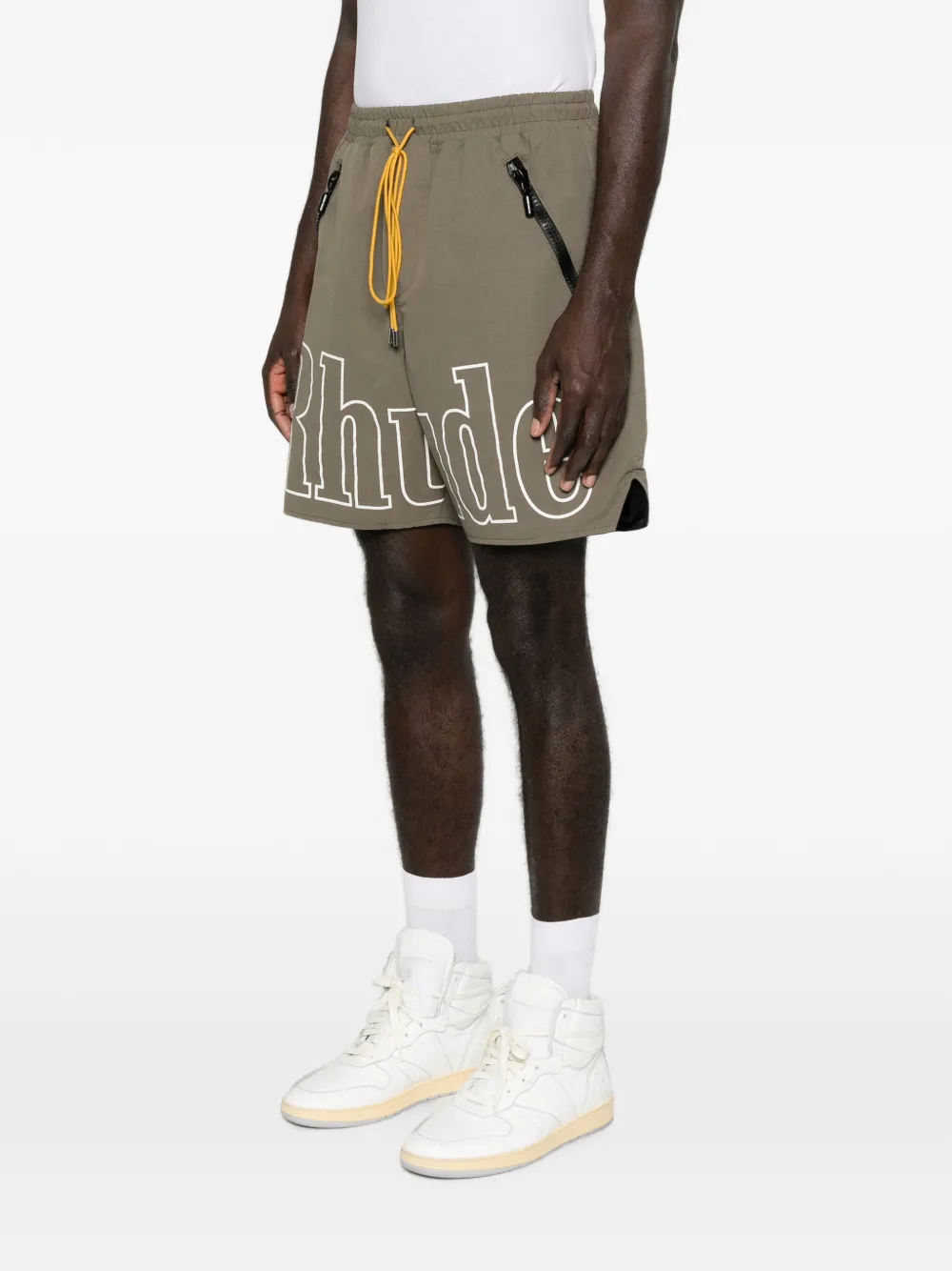 RHUDE Shorts met logoprint Groen