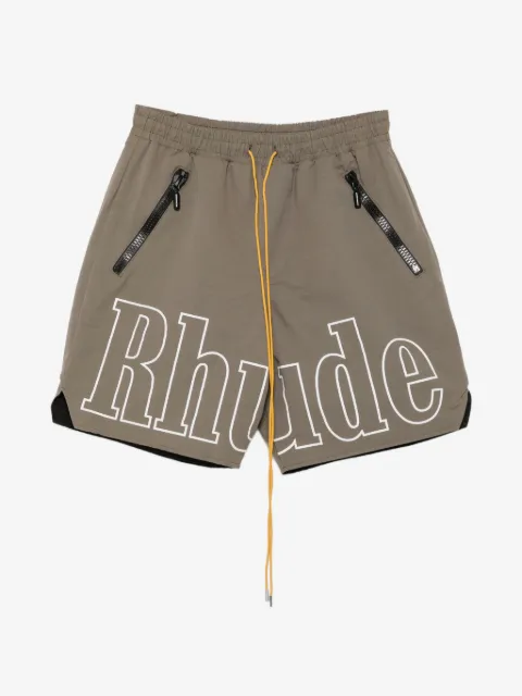 RHUDE bermudas con cordones en la pretina y logo estampado
