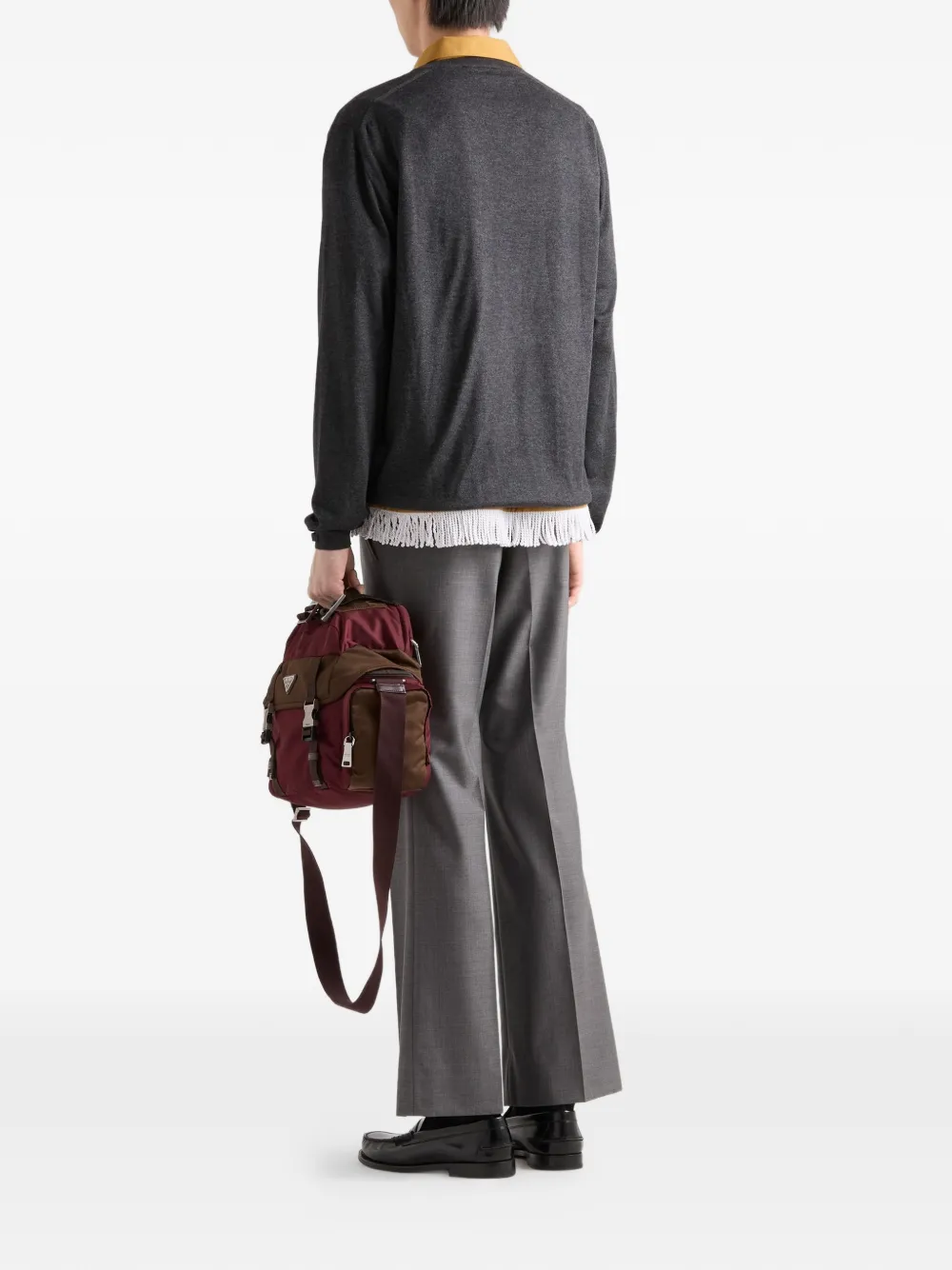  Prada Pull à Col V - Gris 
