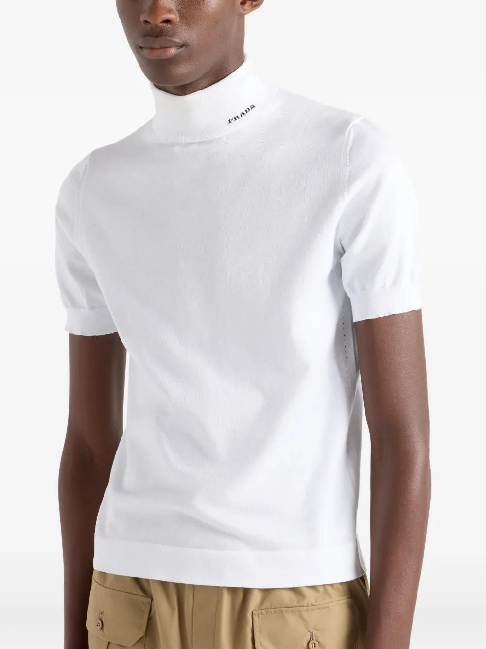 PRADA ホワイト ハイネック トップス Prada short-sleeve Turtleneck Sweater | White | FARFETCH