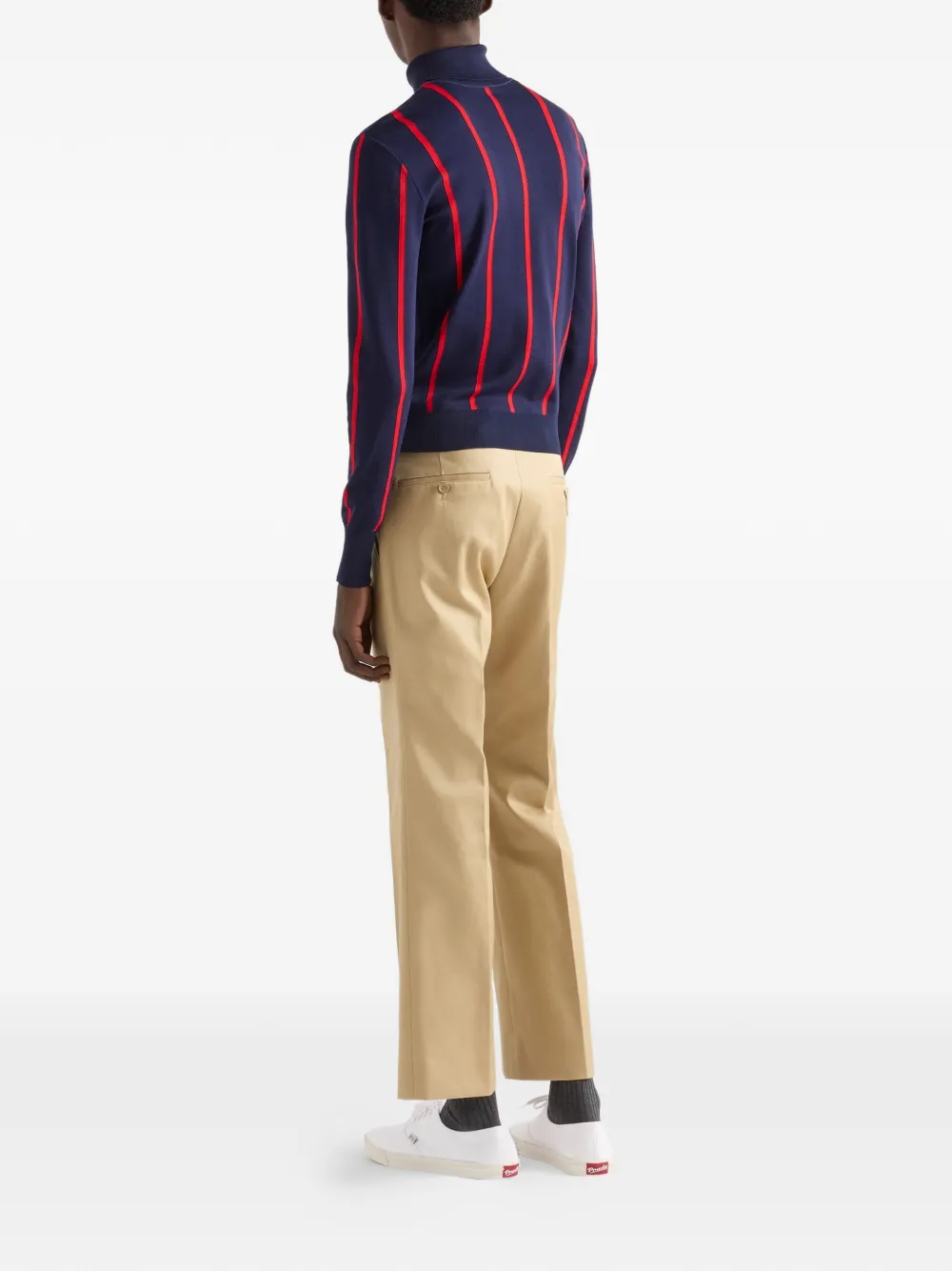  Prada Intarsia Striped Sweater - Blue 
