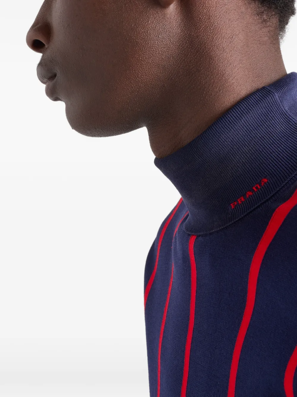 Prada Gestreepte trui met intarsia Blauw