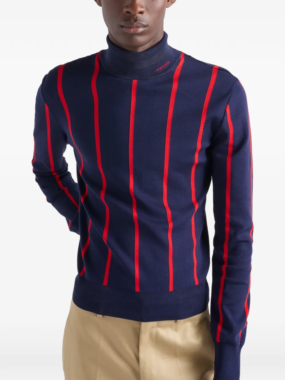 Prada Gestreepte trui met intarsia Blauw