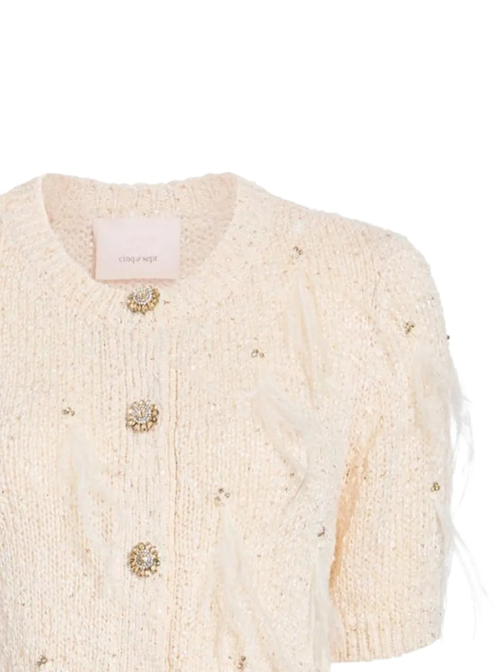  Cinq A Sept Coralie Sequin-embellished Feather Cardigan - Neutrals 