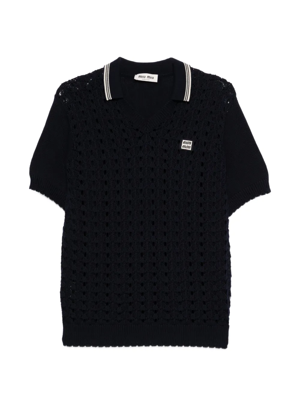 Miu Miu striped knitted polo shirt - Blu