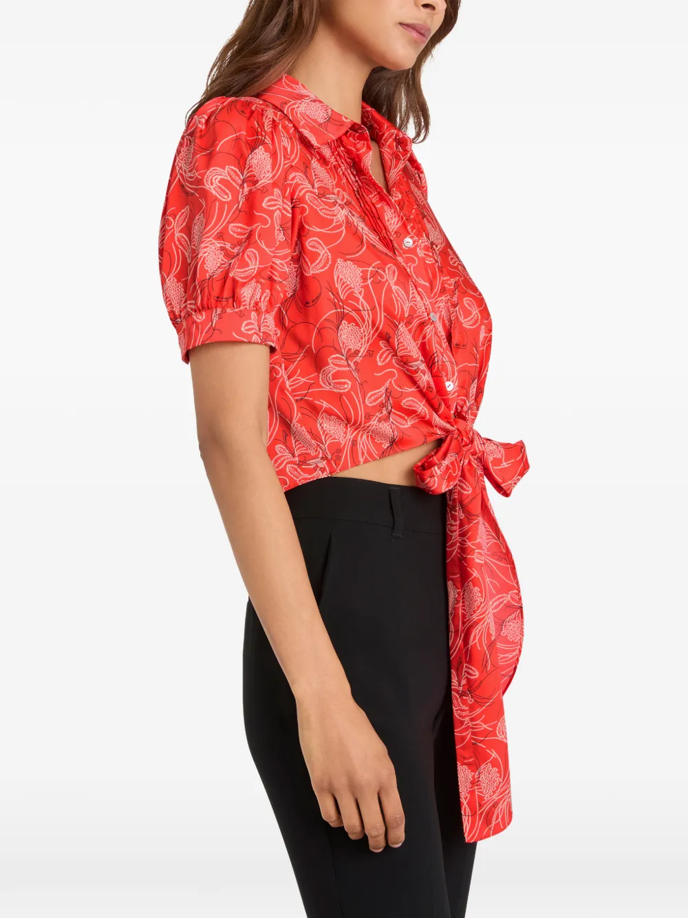 Cinq A Sept Botanical Floral Abena blouse met strik Rood