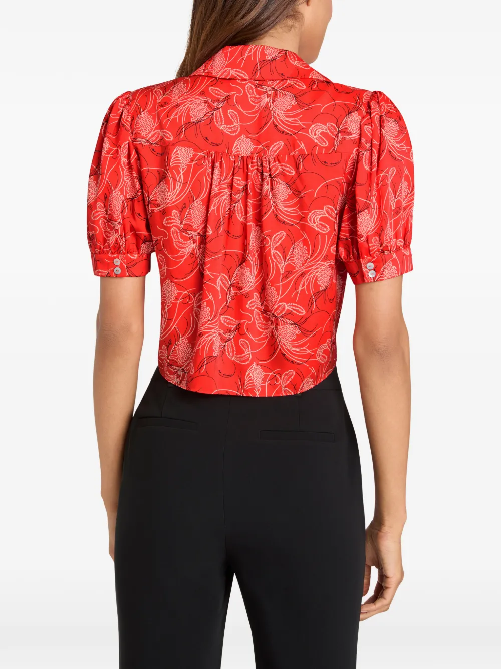 Cinq A Sept Botanical Floral Abena blouse met strik Rood