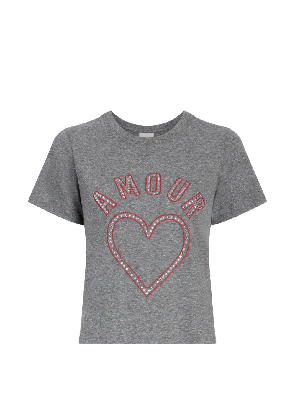 Cinq A Sept Crystal Amour Heart shrunken T-shirt - Grigio
