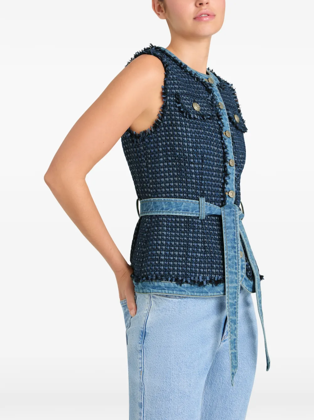 Joans Frayed Belted Vest