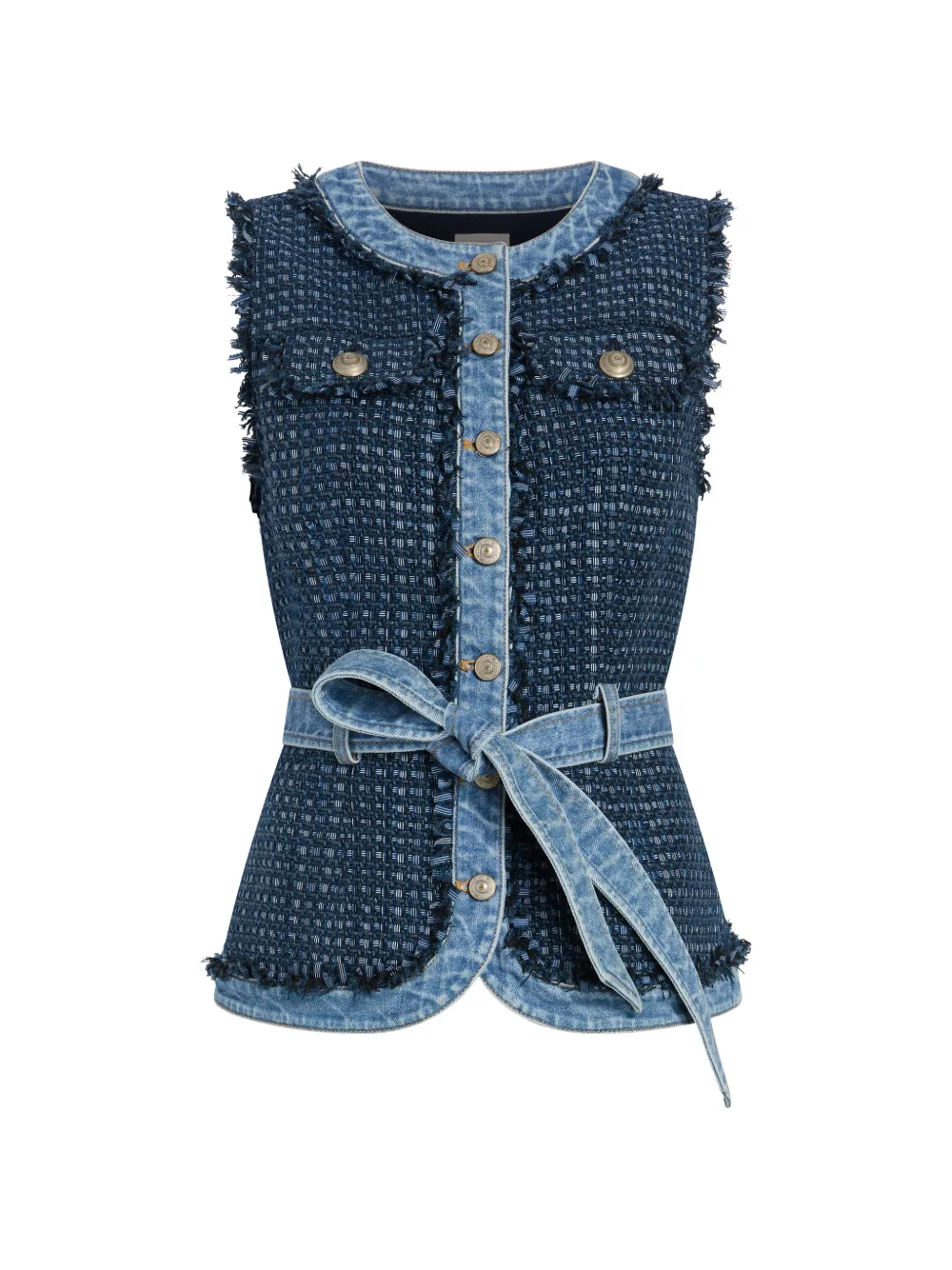 Cinq A Sept Joans frayed belted vest - Blu