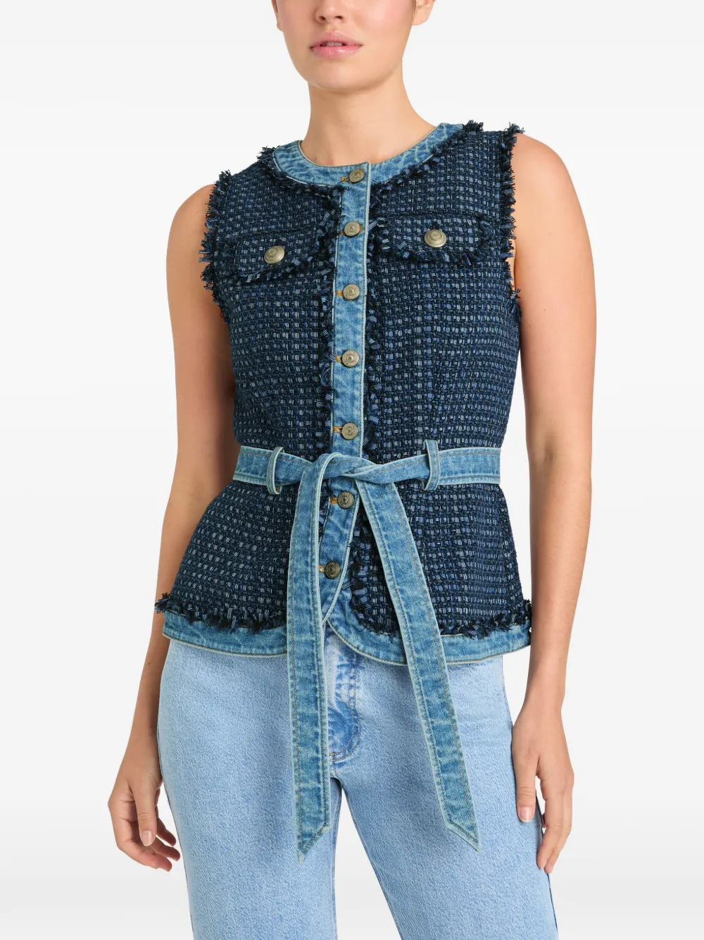Joans Frayed Belted Vest