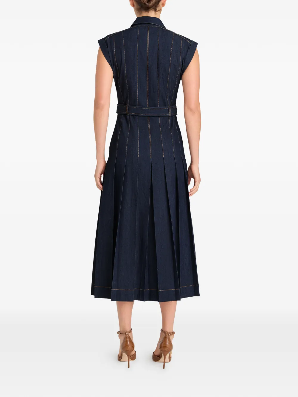Cinq A Sept Karter midi-jurk met ceintuur Blauw