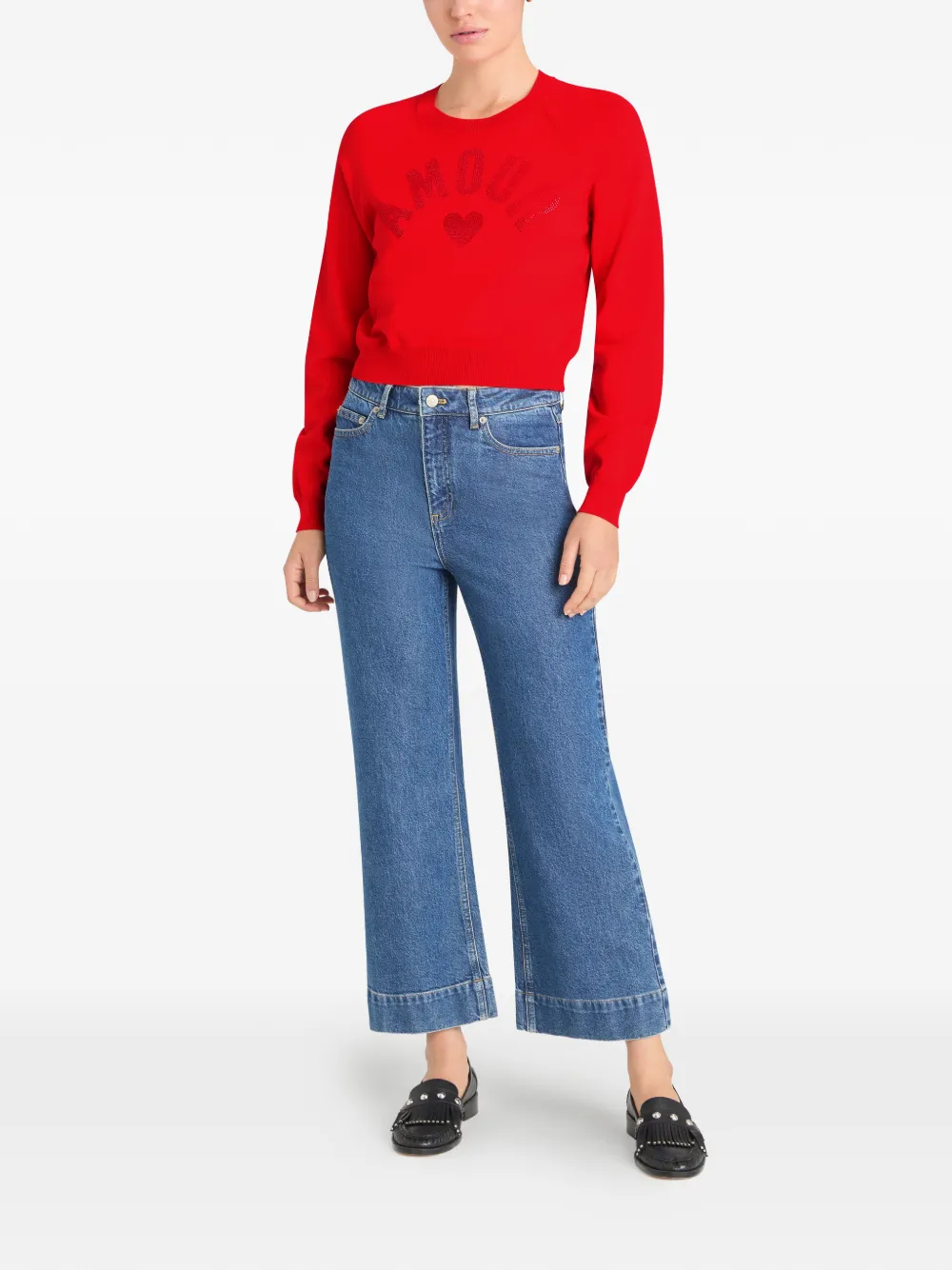  Cinq A Sept Amour Heatset Sweater - Red 