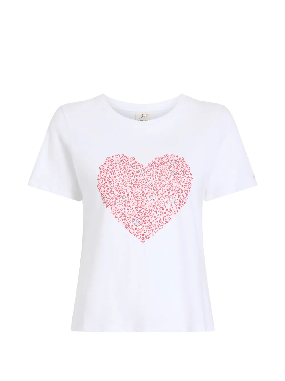 Cinq A Sept rhinestone-embellished heart-print T-shirt - Bianco