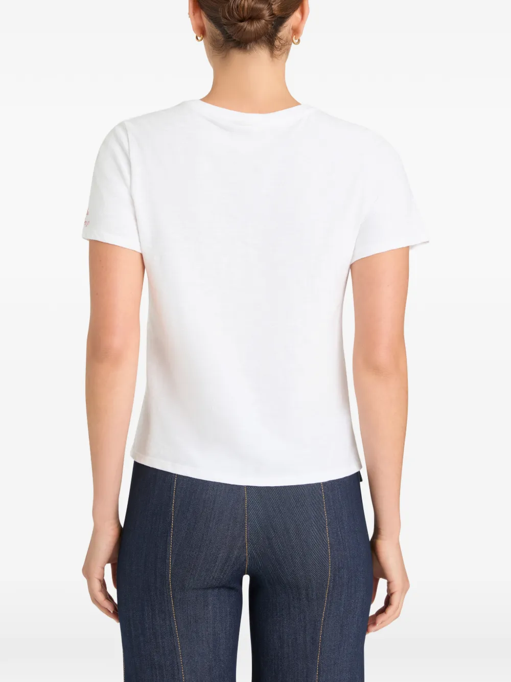 Rhinestone-Embellished Heart-Print T-Shirt