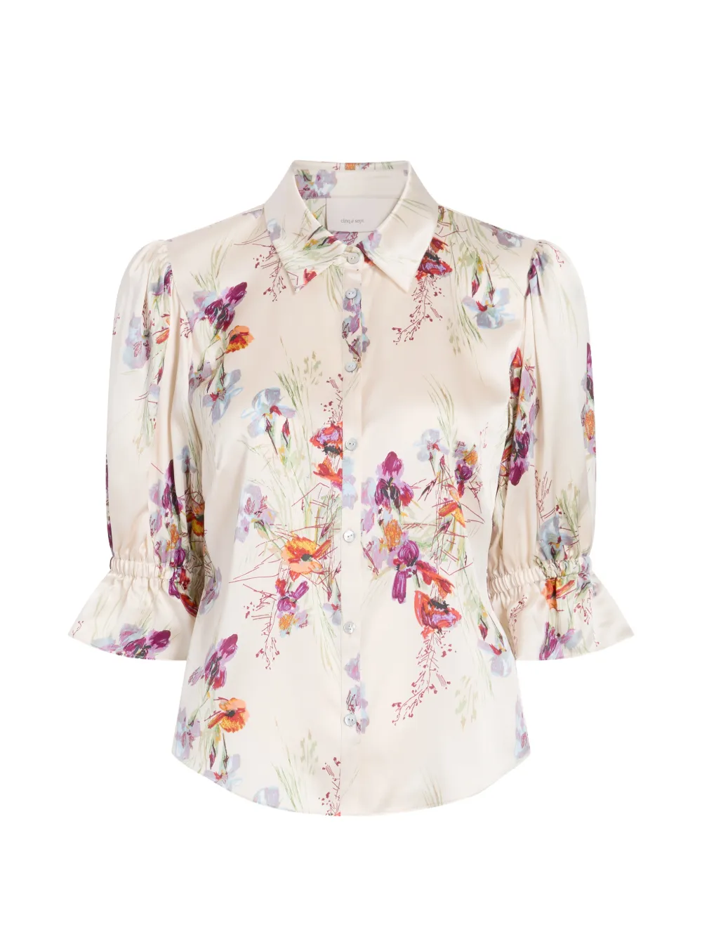 Cinq A Sept Iris Bouquet Fiona ruffled floral shirt - Toni neutri