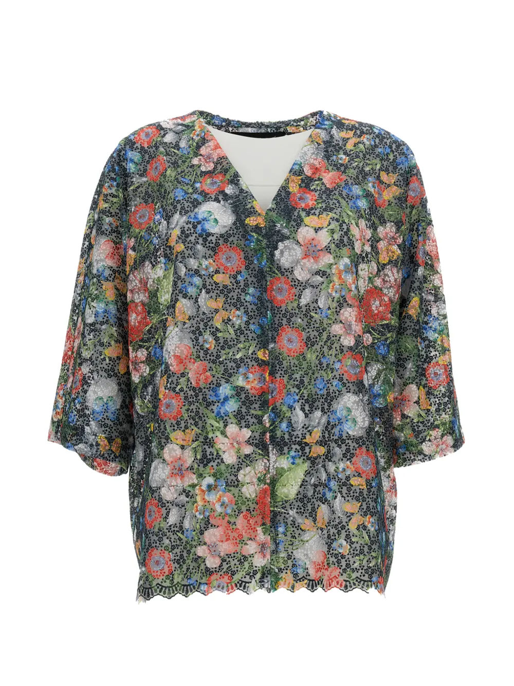 Irie' Blusa a fiori con scollo a V - Nero