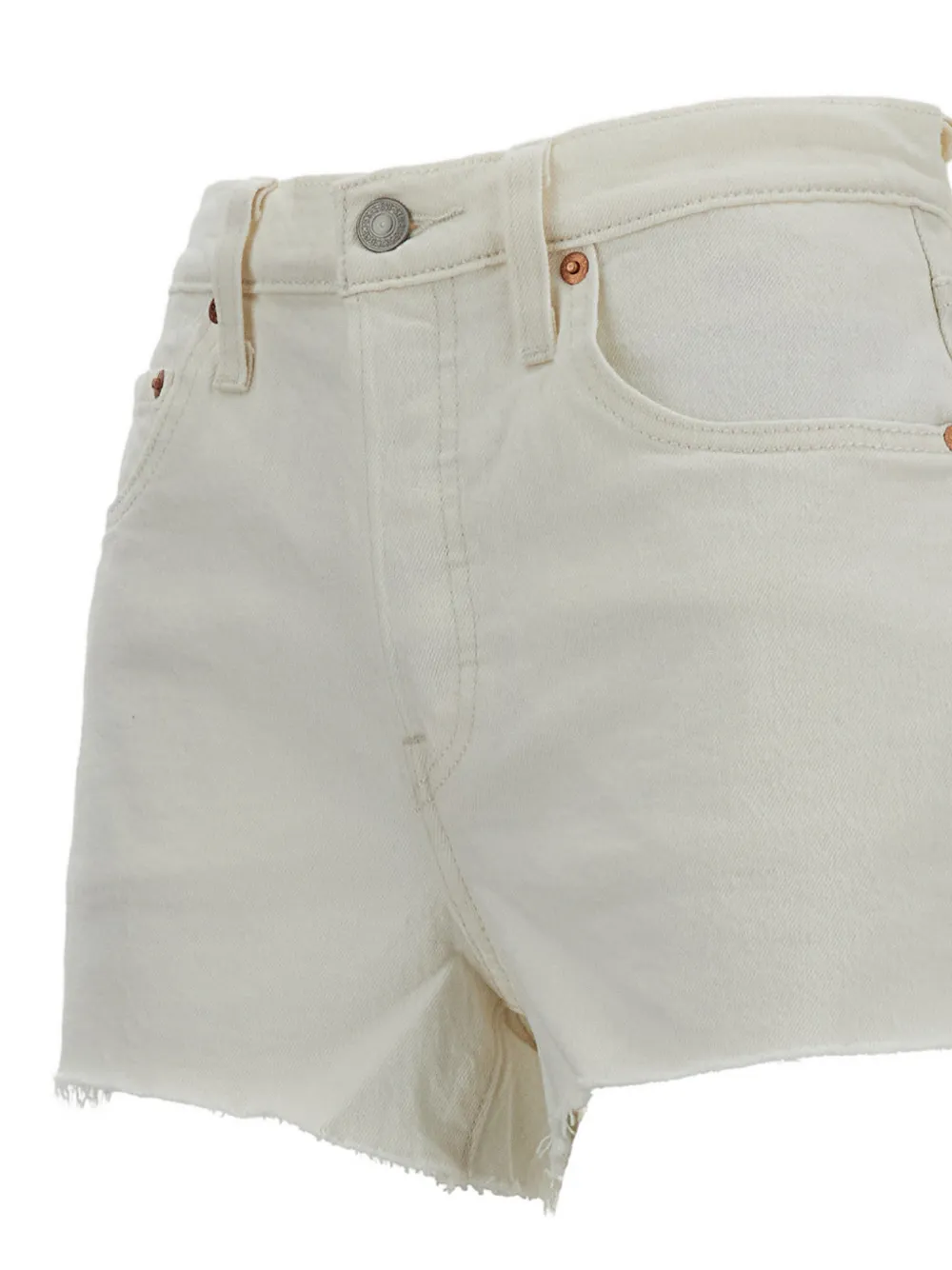 Levi's 501 gerafelde shorts met franje Wit