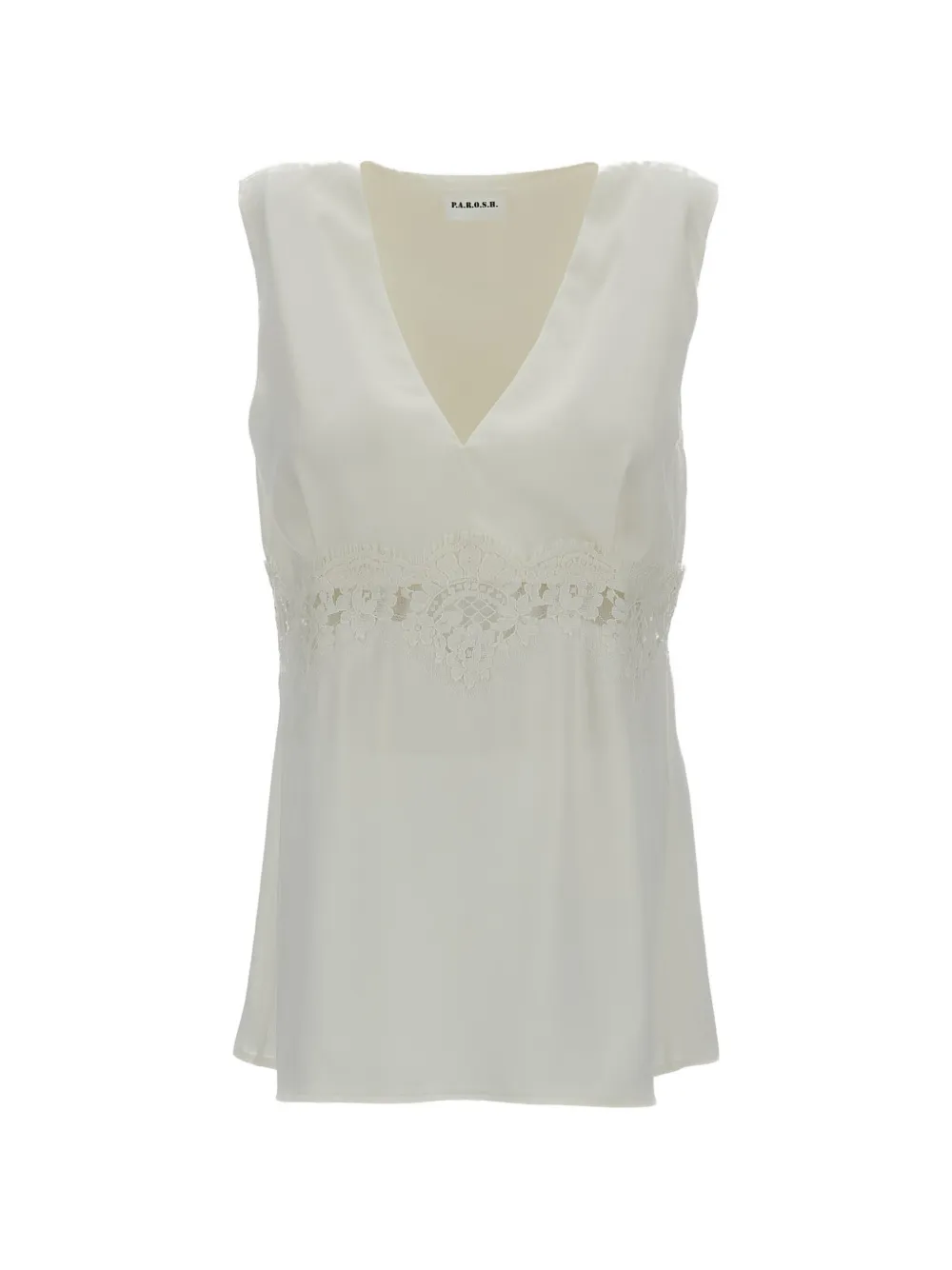 P.A.R.O.S.H. lace-detail V-neck blouse - Bianco
