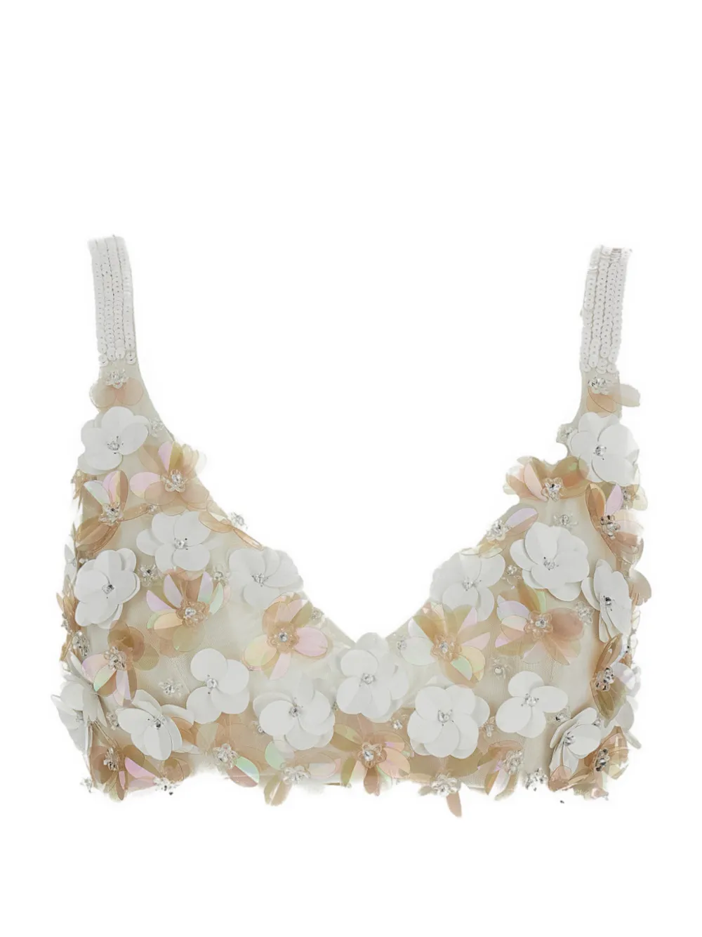P.A.R.O.S.H. floral-embellished sequin top - Toni neutri