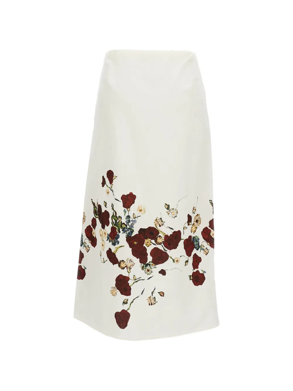 KHAITE floral-print midi skirt - Toni neutri